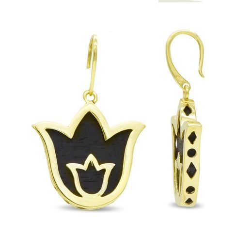Boucles d'oreilles en or 18 carats Tulipe ébène 20148-1
