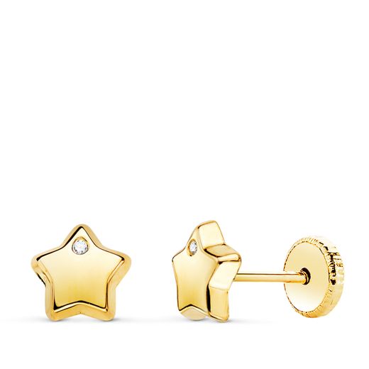 Pendientes Oro 18kts Estrella Circonita 6,5x6,5mm N5920-5AT
