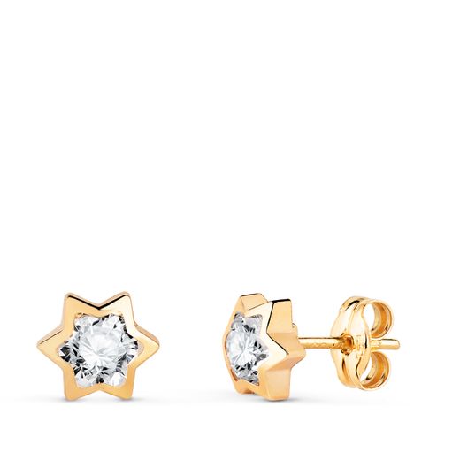 Pendientes Oro 18kts N5996-4AP Estrella Circonita 6x5,5mm