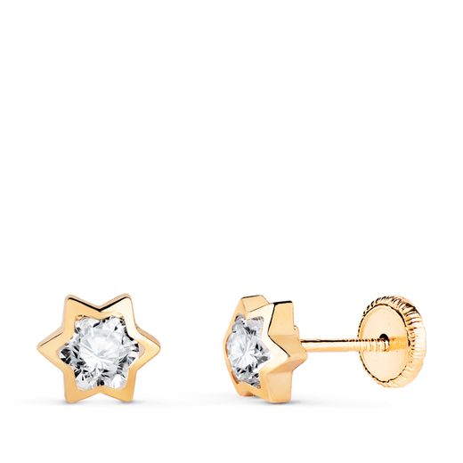 Pendientes Oro 18kts N5996-4AT Estrella Circonita 6x5,5mm