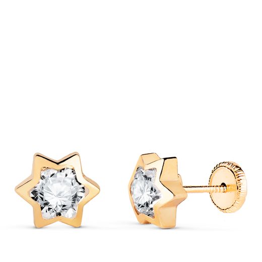 Pendientes Oro 18kts N5996-5AT Estrella Circonita 8x7mm