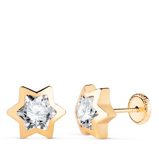 Pendientes Oro 18kts N5996-6AT Estrella Circonita 9x8mm