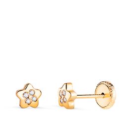 Pendientes Oro 18kts Estrella Circonitas 15644 5x5mm