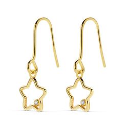 Boucles d'oreilles en or 18 carats avec zircons étoiles 22 x 8 mm 18985
