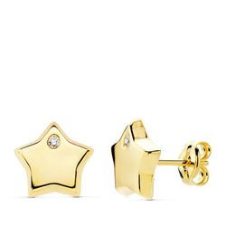 Pendientes Oro 18kts Estrella Circonitas 9X9mm 18898