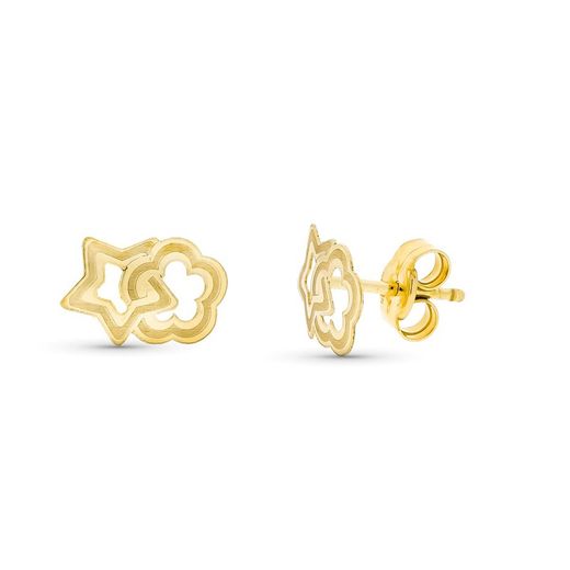 Σκουλαρίκια 18 καρατίων Gold Star Flower 9X7mm 15314