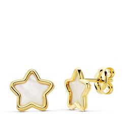 Pendientes Oro 18kts Estrella Nacar 8X8mm 18858