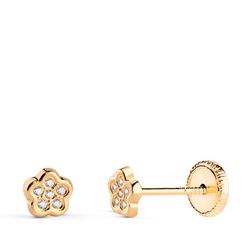 Pendientes Oro 18kts Flor C. Circonitas N5680-3AT 5x4,5mm