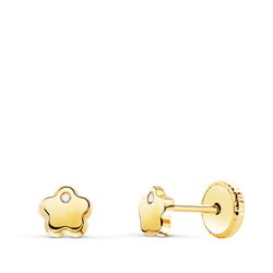 Pendientes Oro 18kts Flor Circonita 5x5mm N5919-4AT
