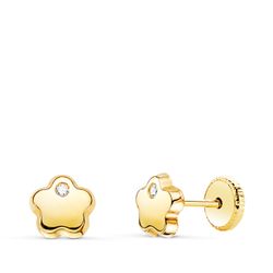 Pendientes Oro 18kts Flor Circonita 6x6mm N5919-5AT