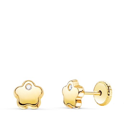 Pendientes Oro 18kts Flor Circonita 6x6mm N5919-5AT