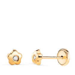 Pendientes Oro 18kts Flor Circonitas 18482 4,5x5mm