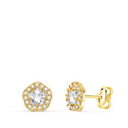 Pendientes Oro 18kts Flor Circonitas 7x6,5mm N9849-3PCI