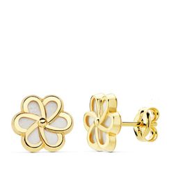 Pendientes Oro 18kts Flor Nacar 8X8mm 18868