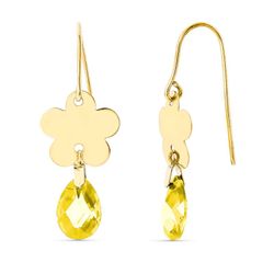Pendientes Oro 18kts Flor Piedras Citrino 10X7mm 15255-CT