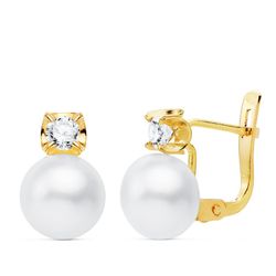 Pendientes Oro 18kts Garras Circonitas Perla 7,5mm 11X7,5mm 21044