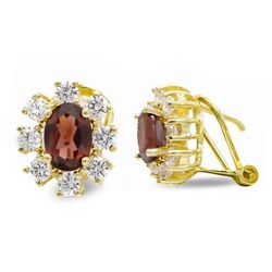 Pendientes Oro 18kts Granate 7X5mm Circonitas 3914-1GR