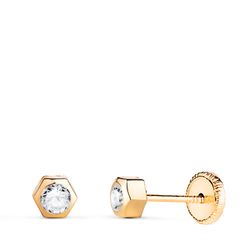 Pendientes Oro 18kts N5994-3AT Hexágono Circonita 3,5x3mm
