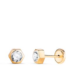 Pendientes Oro 18kts N5994-4AT Hexágono Circonita 5x4,5mm