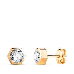 Pendientes Oro 18kts N5994-5AP Hexágono Circonita 6x5,5mm