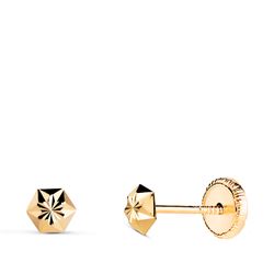 Pendientes Oro 18kts Hexágono En Brillo N6990-4AT 5x4,5mm