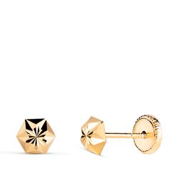 Pendientes Oro 18kts Hexágono En Brillo N6990-5AT 5,5x5mm