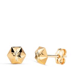 Pendientes Oro 18kts Hexágono En Brillo N6990-6AP 7x6mm
