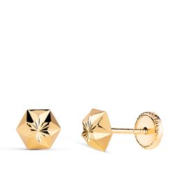 Pendientes Oro 18kts Hexágono En Brillo N6990-6AT 7x6mm