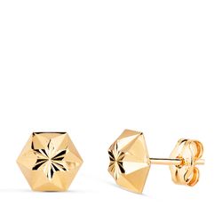 Pendientes Oro 18kts Hexágono En Brillo N6990-7AP 8x7mm