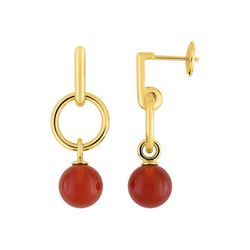 Pendientes Oro 18kts Joelli (18)J20008.I0 Mineral Cornalina Roja