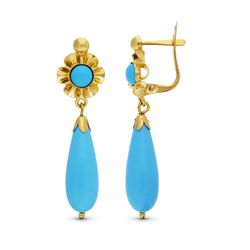 Pendientes Oro 18kts Lagrima Turquesa 8122-T
