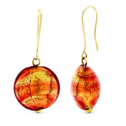 Pendientes Oro 18kts Largo Cristal Murano 41X18mm 15272