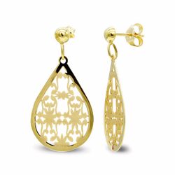 Pendientes Oro 18kts Largo Oval Calado 11851