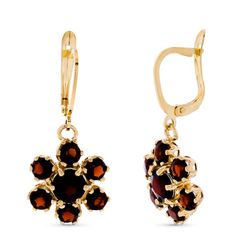 Pendientes Oro 18kts Largos Granate 16X13mm 15182