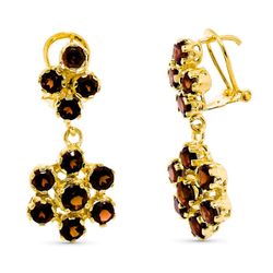 Pendientes Oro 18kts Largos Granate 30X13mm Omega 11678