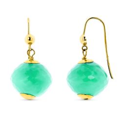 Pendientes Oro 18kts Largos Piedras Verde 28X15mm 15358-VE