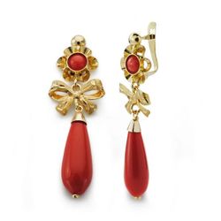 Pendientes Oro 18kts Lazo Coralina 36X12mm 8123-C