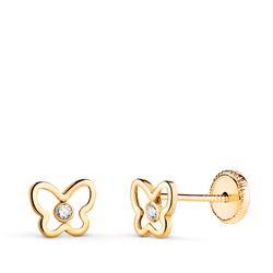 Pendientes Oro 18kts Mariposa Calada C. Circonita 21507 6,5x5mm