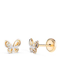 Pendientes Oro 18kts Mariposa Circonitas 18556 6x5mm