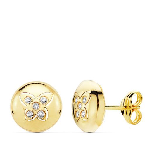 18kt Gold Earrings Butterfly Zircons 8.5mm 18873