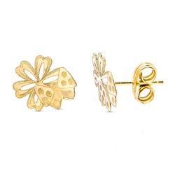 Pendientes Oro 18kts Mariposa Flor 8X7mm Cierre Presión 15312