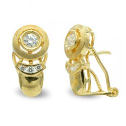 Ohrringe aus mattem 18-karätigem Gold mit Kreis-Zirkonia 7022-1
