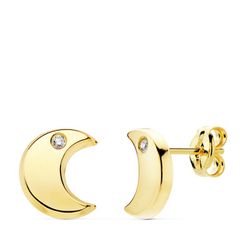 Pendientes Oro 18kts Media Luna Circonitas 9X8mm 18926