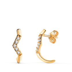 Pendientes Oro 18kts Medio Aro Circonitas 21343 17x4mm