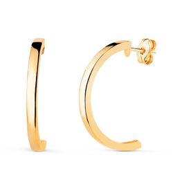 Pendientes Oro 18kts Medio Aro En Brillo 21387 20x14mm