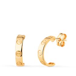 Pendientes Oro 18kts Medio Aro En Brillo 21518 12x3mm