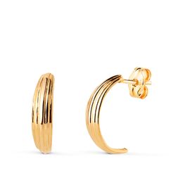 Pendientes Oro 18kts Medio Aro En Brillo 21519 13x3,5mm