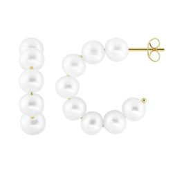 Pendientes Oro 18kts Medios Aros 16 Perlas 5-5,5mm Diametro 20mm 0702866