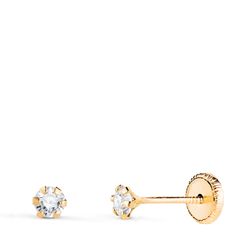 Pendientes Oro 18kts N5695-3AT Circonita 6 Garras 6x3mm