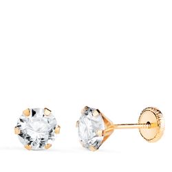 Pendientes Oro 18kts N5695-6AT Circonita 6 Garras 6x6mm